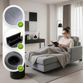 Fotel Wypoczynkowy Sofa NEO Szary Tapicerowany Nowoczesny