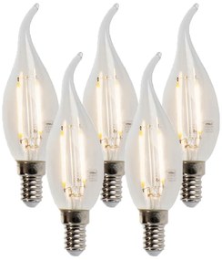 Zestaw 5 żarówek LED z żarnikiem w kształcie świecy E14, przyciemniane, 250lm, 2700K
