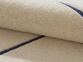 Dywan tuftowany asymetryczny 100% wełna - 200 x 290 cm - Beżowy i granatowy - 2200g/m² - ORANY