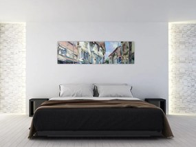 Obraz - Aleja starego miasta, malarstwo akrylowe (170x50 cm)