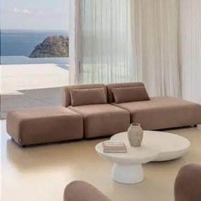 Sofa Modułowy 2-częściowy Z Prawym Szezlongiem I Pufem Fogler Sztruks Brąz Karmelowy - Sklum
