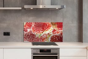 Szkło do Kuchni na Ścianę Truskawki w Kroplach Wody