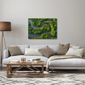 Obraz - Krajobraz leśny z rzeką (70x50 cm)