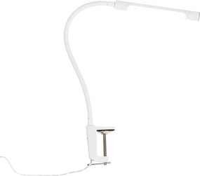 Lampa biurkowa z klipsem biała z LED i ściemniaczem dotykowym - Lionard