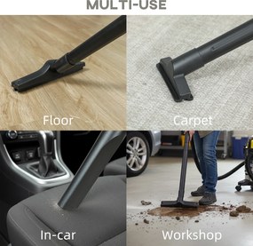 HOMCOM odkurzacz na mokro i sucho, na kółkach, potrójny system filtrów, 20 L zbiornik na kurz