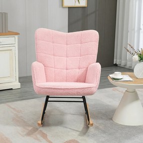 HOMCOM Fotel bujany do 120 kg Różowy Poliester Słodki i wygodny akcent w pokoju, 71 dł. x 92 szer. x 101 wys. cm | Aosom PL