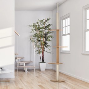 PawHut Drapak dla kota z regulowaną wysokością Khaki Stabilna konstrukcja 43x27x228-260cm | Aosom PL