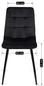 Zestaw Stół Okrągły LINO 100 cm Orzech/Czarny i 4 Krzesła Tapicerowane do Salonu PERU Czarne Welurowe Nowoczesne Loft