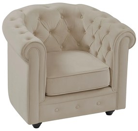 Fotel z beżowego weluru - CHESTERFIELD