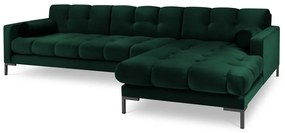 Ciemnozielony aksamitny narożnik Cosmopolitan Design Bali, prawostronny