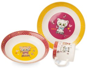 3-częściowy zestaw dziecięcych porcelanowych naczyń Orion Kittens