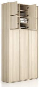 Nadstawka do szaf FRAME, 6x drzwi, 1299 x 450 x 854 mm, PUSH-lock, dąb naturalny