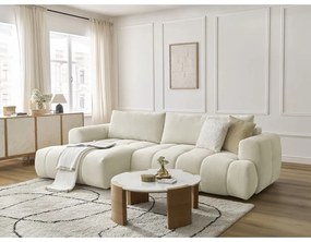 Beżowy rozkładany/ze schowkiem narożnik (lewostronny/z szezlongiem) Fuji – Bobochic Paris
