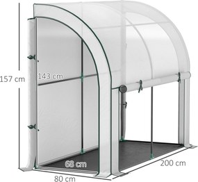 Outsunny Szklarnia montowana do ściany, dostępne dom do roślin, osłona z tworzywa sztucznego, 300 x 80 x 157 cm, Biała