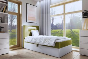 Oliwkowe łóżko pojedyncze z oświetleniem LED 3 rozmiary - Fenarro