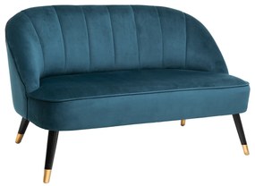 Mała sofa dwuosobowa NAOVA, aksamitne obicie, drewniane nóżki