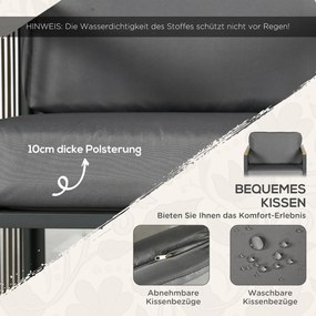 Outsunny Zestaw mebli ogrodowych, 3-częściowy, z poduszkami, dekoracją drewna, antyrdzewna metalowa rama, Szary