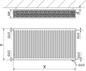 Mexen CV33 grzejnik płytowy 600 x 1200 mm, podłączenie dolne, 2801 W, biały - W633-060-120-00