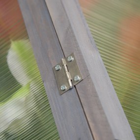 Outsunny Mini Szklarnia, Kompaktowy Domek dla Roślin z Drewna, Płyty Polikarbonatowe, Otwierany Dach, 90Dł x 52Szer x 49,5Wys cm, Szary