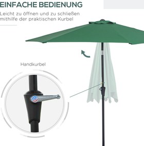 Outsunny® Parasol Ogrodowy Przeciwsłoneczny Aluminium Zielony