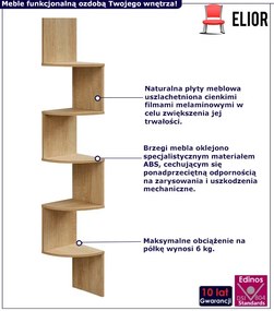 Półka wisząca narożna dąb sonoma - Goldora