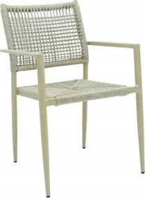 Krzesło Ogrodowe Jasne 56x62x85 cm Plecione Naturalne Sznurki Nowoczesne