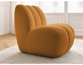 Musztardowy fotel z materiału bouclé Janissaire – Bobochic Paris