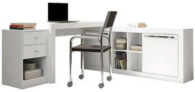 Biurko narożne - 2 szuflady i 2 szafki - Kolor: Biały - EVAN