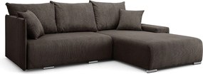 Narożnik, Sofa w kształcie L, tkanina sztruksowa Poso, Brązowy, Prawy, Livorno L