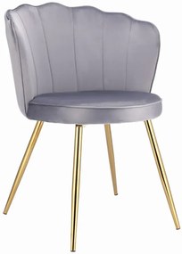 Szare krzesło muszelka na złotych nogach F0-T04