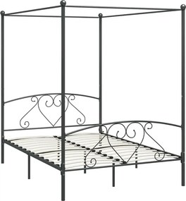 Szare metalowe łóżko małżeńskie z baldachimem 200x200 cm M9-W09