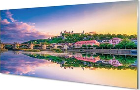 Panel Szklany Zachód Słońca nad Rzeką w Niemczech