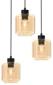 Lampa wisząca SOMBRA AMBER 3xE27, potrójna, 3 klosze, na kole