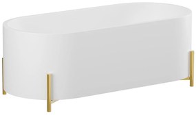 Wanna wolnostojąca owalna biała ze złotymi nóżkami - 160 x 73,5 x 59 cm - ALONSA