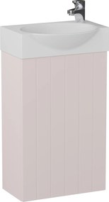 Mała szafka łazienkowa wisząca pastelowy róż lamelowe fronty 39 x 22 cm z umywalką z otworem CUSCO