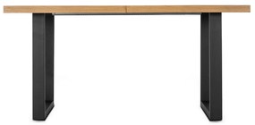 Zestaw Stół Prostokątny Rozkładany do Jadalni EDWIN 160-260 cm Dąb Złoty/Czarny i 4 Krzesła Tapicerowane TORINO Czarne