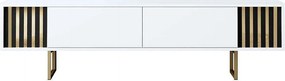 Stojak pod TV – 180 cm x 30 cm x 48 cm – biało-złoty – MDF