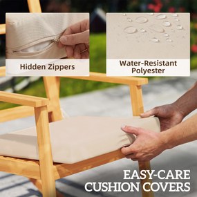 Outsunny Fotel bujany z drewna akacjowego z wysokim oparciem i poduszkami do 160 kg, 60 x 89 x 107 cm, beżowy | Aosom PL