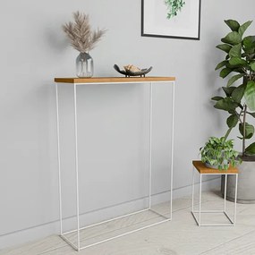 Klasyczna konsola pod lustro dąb lanceot + biały  S7-H30