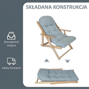 HOMCOM Fotel akcentowy, fotel relaksacyjny, regulowane oparcie, rama z drewna bukowego, do 120 kg, Jasnoszary