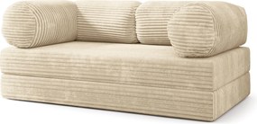 Masseno Sofa piankowa ALVIO z funkcją spania, Kanapa z pianki do salonu, Bezmontażowa, Tkanina sztruksowa – Kremowy TILIA 03