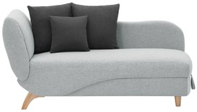 Szezlong prawostronny rozkładany z jasnoszarej tkaniny ze schowkiem na pościel PENELOPE