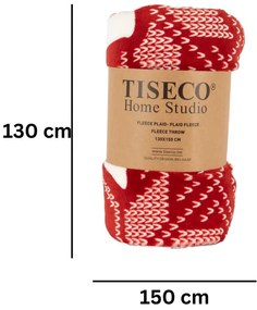 Czerwony koc ze świątecznym motywem z materiału sherpa 130x150 cm – Tiseco Home Studio