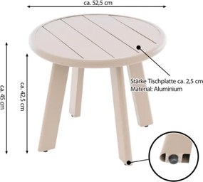 Okrągły aluminiowy stolik, beżowy