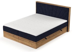 Ciemnoniebiesko-naturalne łóżko boxspring ze schowkiem 140x200 cm Asahi – Maison de Rêve