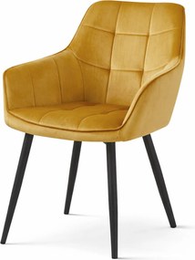 Krzesło jadalniane VARSI VELVET z czarnymi nogami, musztardowe