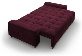 Bordowa aksamitna rozkładana sofa ze schowkiem 250 cm Wicklow – Cosmopolitan Design