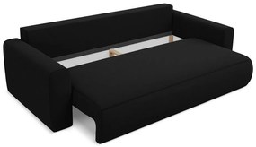 Czarna aksamitna rozkładana/ze schowkiem sofa 238 cm Kapua – Makamii