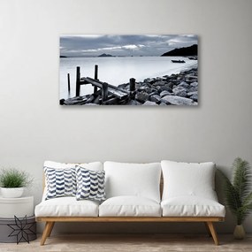 Obraz na płótnie Kamienista Plaża o Zmierzchu