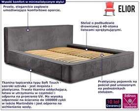 Szare tapicerowane łóżko dwuosobowe z zagłówkiem Lassia - 3 rozmiary